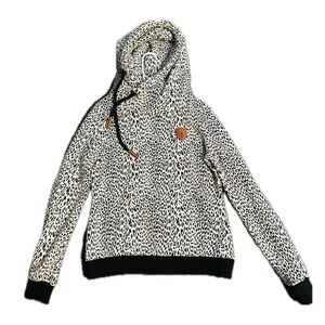 Wanakome Leopard Print Hoodie with Black Details
